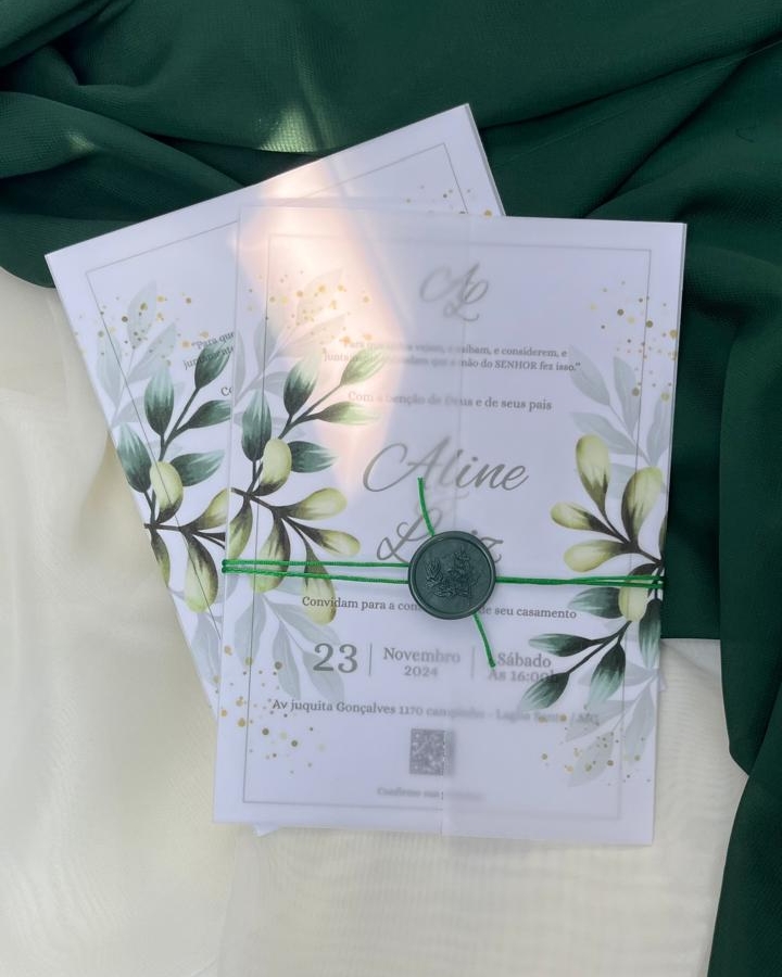 Convite envelope vegetal com fio e lacre - Image 2