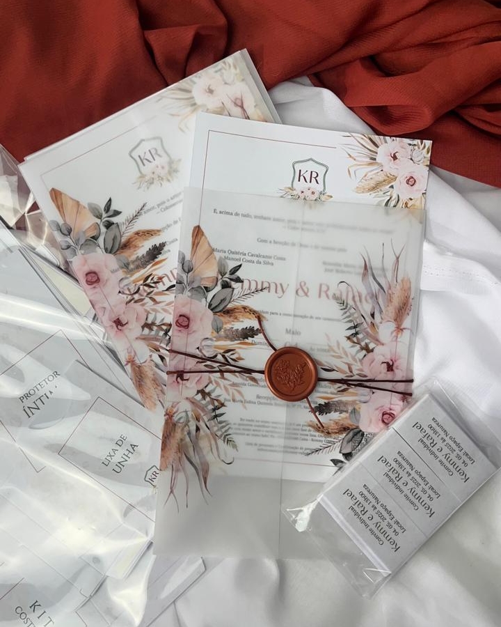 Convite envelope vegetal com fio e lacre - Image 3